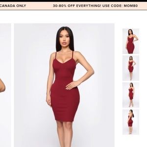 Burgundy mini dress.